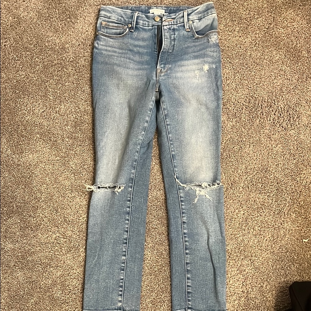 Good American distressed ankle straight jeans size 4/27